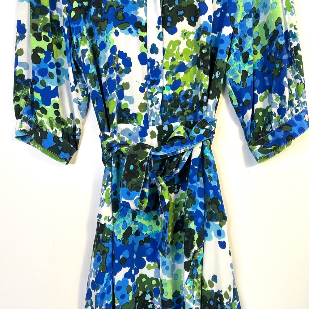 STELLA MCCARTNEY Olivia Floral Silk Shirt Midi Dress Blue - Picture 10 of 16